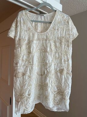 Zara Cream Embroidered Boho Tunic